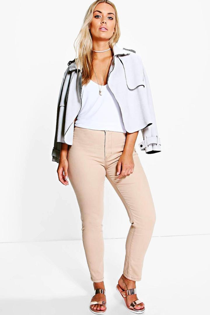 Boohoo Plus Cindy High Waisted Tube Jean Sand