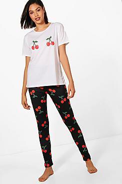 Boohoo Kennedy Cherry Tee & Legging Set