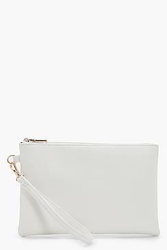 Boohoo Lottie Cross Hatch Zip Top Clutch Bag