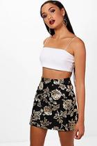 Boohoo Lydia Metallic Brocade A Line Mini Skirt