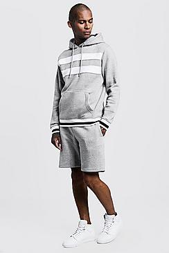 Boohoo Panelled Short Tracksuit With Contrast Rib
