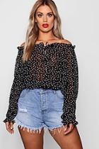Boohoo Plus Kady Spotty Woven Top