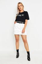 Boohoo Plus Window Pane Check Denim Skirt