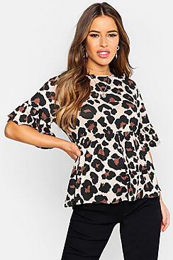 Boohoo Petite Leopard Print Smock Top