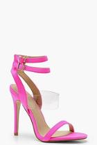 Boohoo Alice Clear Panel Double Buckle Sandals