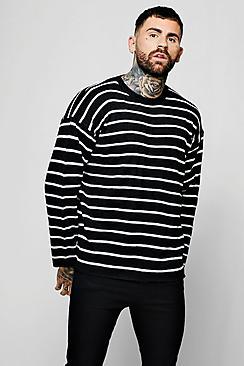 Boohoo Drop Shoulder Striped Knit Jumper