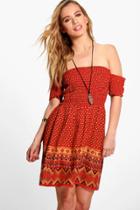 Boohoo Petite Jessica Shirred Top Dress Multi