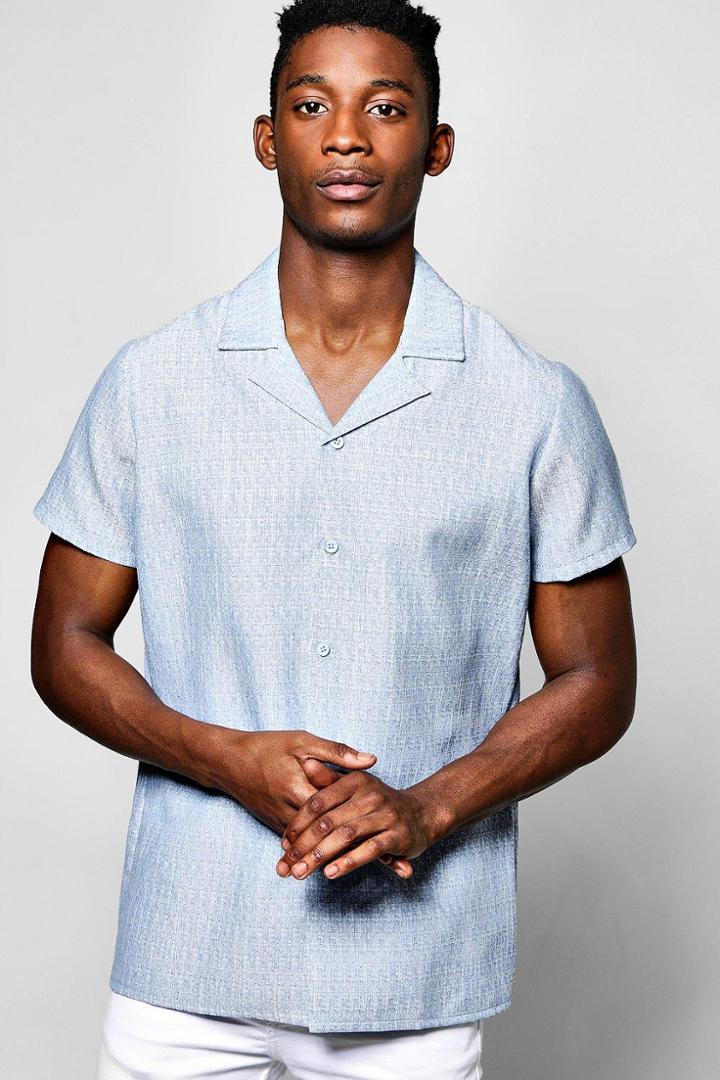 Boohoo Revere Collar Shirt Navy