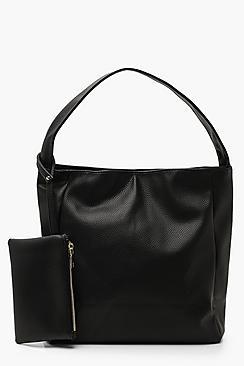 Boohoo Pu Slouch Day Bag With Purse
