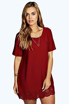 Boohoo Plus Maya Lazer Cut Hem Tunic Top