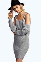 Boohoo Maisie Tab Top Open Shoulder Jumper Dress