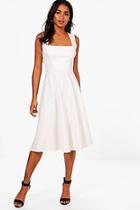 Boohoo Eva Square Neck Midi Skater Dress