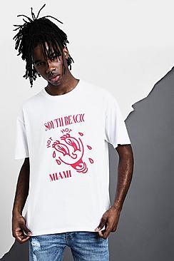 Boohoo Oversized South Beach Miami Tee