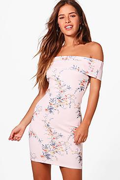 Boohoo Petite Lorna Oversized Bardot Dress