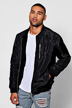 Boohoo Reversible Ma1 Bomber Jacket In Black
