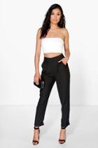 Boohoo Audrey Chino Style Woven Trousers Black
