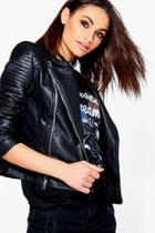 Boohoo Grace Boutique Faux Leather Biker Jacket Black