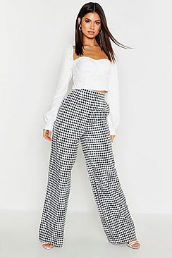 Boohoo Gingham Wide Leg Trouser