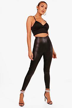 Boohoo Carly Ankle Grazer Wet Look Leggings