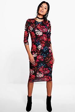 Boohoo Jenny Floral Print Bodycon Dress