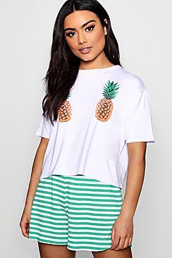 Boohoo Kendra Pineapple Pj Short Set