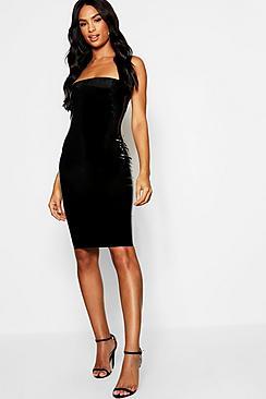 Boohoo Tall Vinyl Bandeau Mini Dress