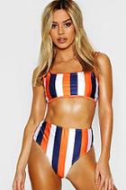 Boohoo Petite Stripe Square Neck Plunge Bikini Top