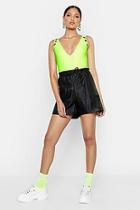 Boohoo Tall Tie Waist Faux Leather Shorts