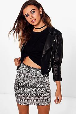 Boohoo Petite Kiera Aztec Printed Mini Skirt
