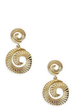 Boohoo Pleated Spiral Double Circle Earrings