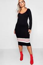 Boohoo Plus Long Sleeved Sports Trim Midi Dress