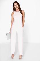 Boohoo Jenny Round Neck Textured Jumpsuit