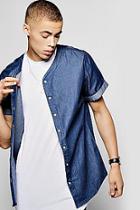 Boohoo Denim Chambray Baseball Shirt