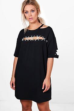 Boohoo Plus Holly Cross Detail Sweat Dress