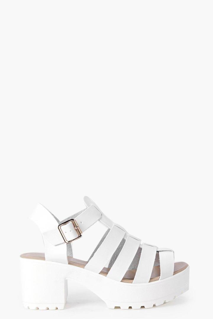 Boohoo Lexi Fisherman Cleated Sandal White
