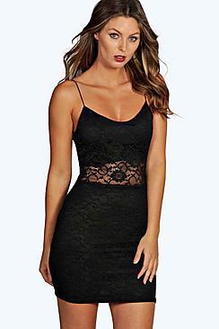 Boohoo Vanessa Lace Panelled Bodycon Dress