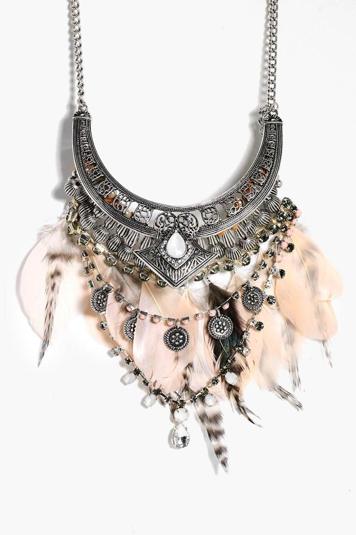 Boohoo Lilly Boutique Festival Western Necklace Silver