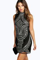 Boohoo Anastacia High Neck Embellished Dress Black