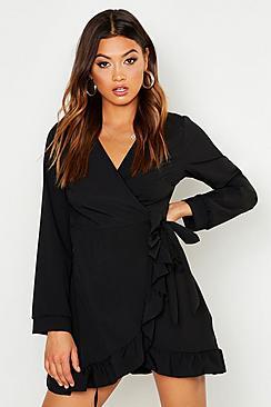Boohoo V Neck Tiered Smock Dress