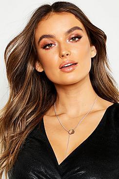 Boohoo Circle Loop Plunge Necklace