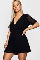 Boohoo Plus Leslie Dobby Detail Wrap Playsuit