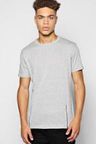 Boohoo Skater Length T Shirt With Front Zips Grey