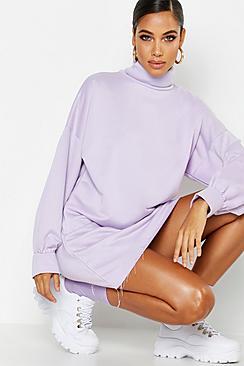 Boohoo Roll Neck Oversized Sweat Dress