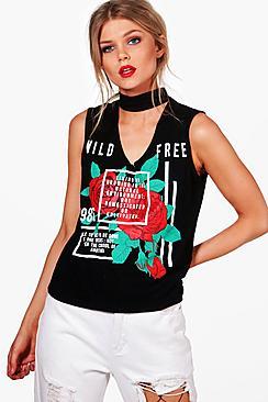 Boohoo Petite Lorna Printed Choker Vest