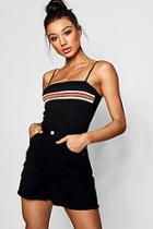 Boohoo Sally Square Neck Sports Stripe Cami