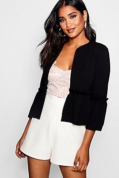 Boohoo Ruffle Detail Cropped Jacket