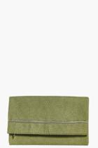 Boohoo Leah Zip Detail Fold Over Clutch Bag Khaki