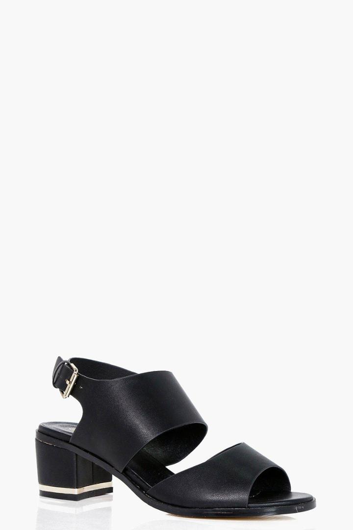 Boohoo Amy Widefit Cut Out Block Heel Sandal Black