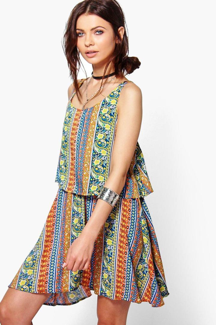Boohoo Phoebe Tassel Trim Beach Dress Yellow