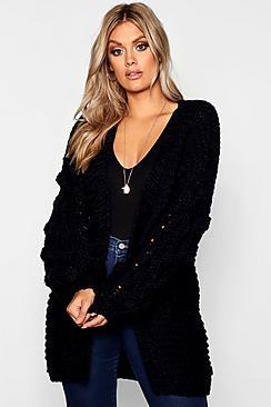 Boohoo Plus Oversized Hand Knitted Chunky Cardigan